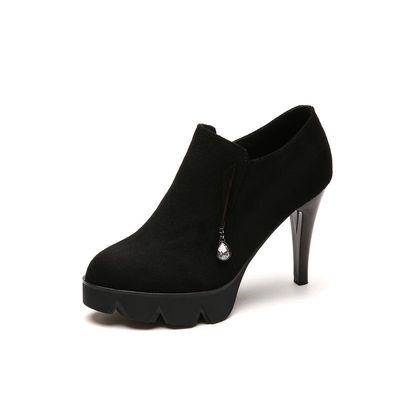 2017秋冬季新款圓頭防水臺高跟細跟女鞋側拉鏈水鉆女鞋 艾尚戀族圓頭單鞋型號【價格 圖片 品牌 報價】-蘇寧易購聯(lián)創(chuàng)服飾鞋帽專營店